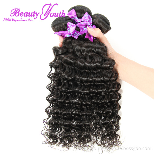 Indian Wholesale  Deep Wave Virgin Human hair wave blundls  cuticle aligned hair human hair bulk indian